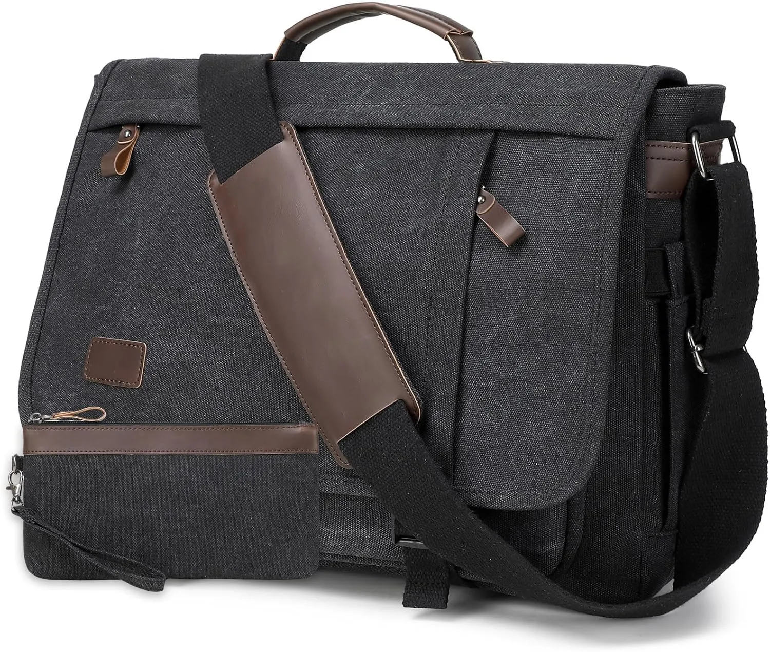 17.3 Inch Messenger Bag for Men: 2PCS Laptop Bag PU Leather Canvas Work Briefcase Large Office