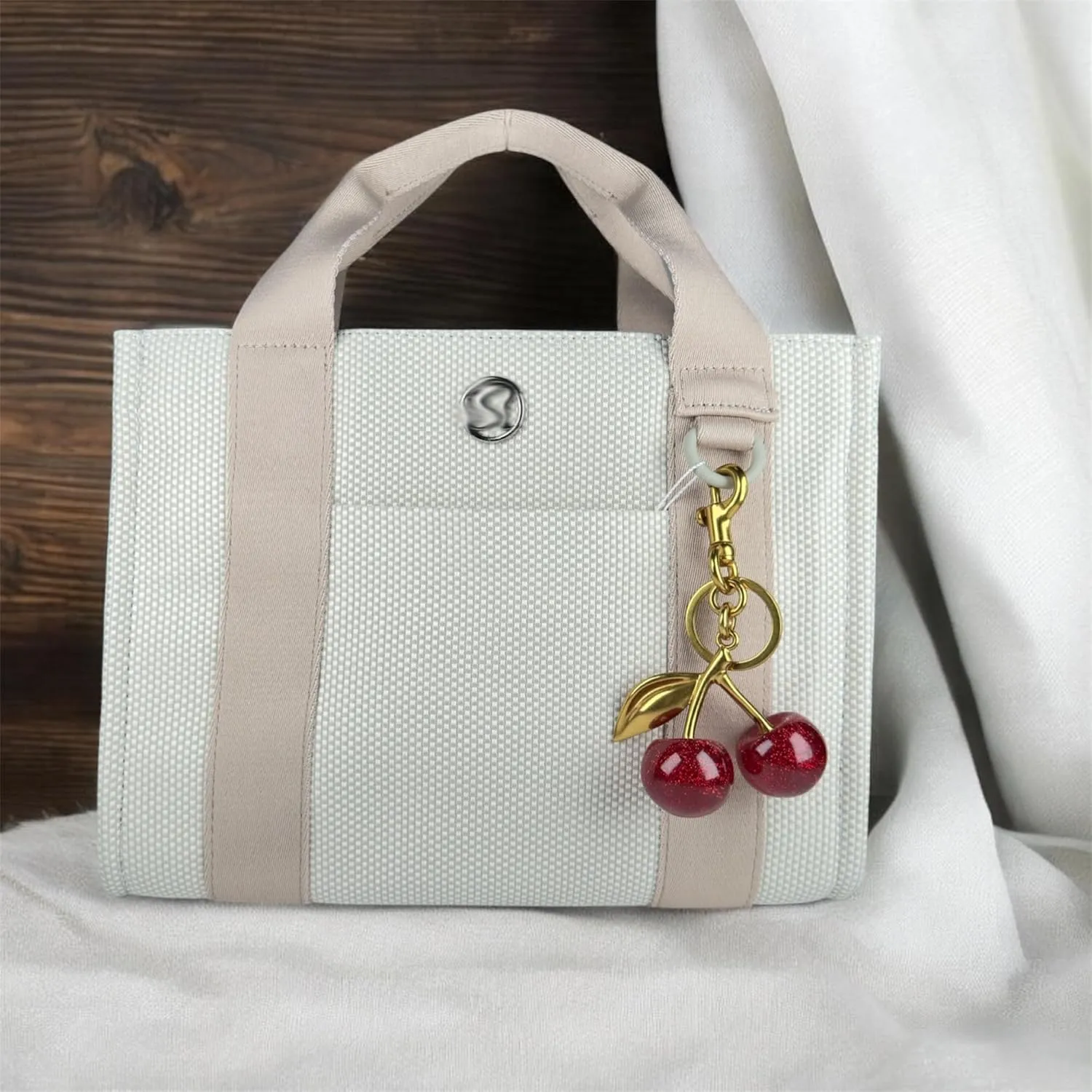 2Pack Glitter Cherry Bag Charm & Mini Tumbler Keychain for Stanley Cup, Valentines Day Gift for Women Purses and Bags