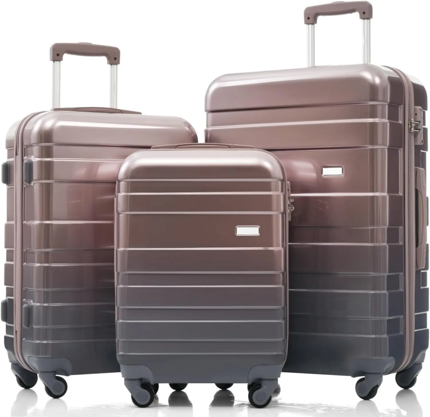 3 Piece Expandable Hardshell Luggage Set Lightweight Durable ABS Material Spinner Suitcases with TSA Lock for Travel Vacation Business Trips 360 Degree Swivel Wheels (Golden)