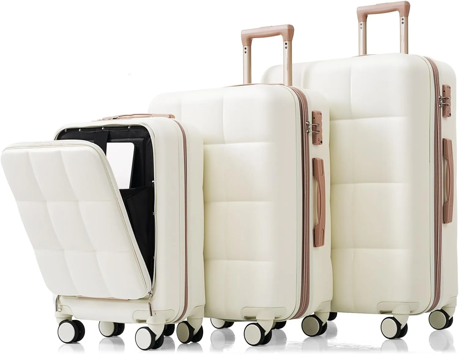 3 Piece Hard Shell Luggage Set with USB Port, Spinner Wheels, and Expandable Design 20", 24", 28" Suitcases for Travel