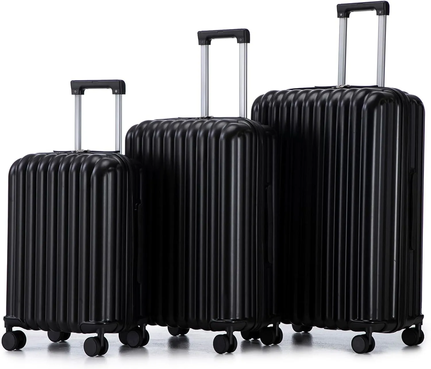 3-Piece Hardshell Luggage Sets with Charging Ports & Hook, Expandable Suitcase Set with Cup & Phone Holder, Luggage Sets Hardside Spinner Suitcases with Silent Wheels for Travel Business