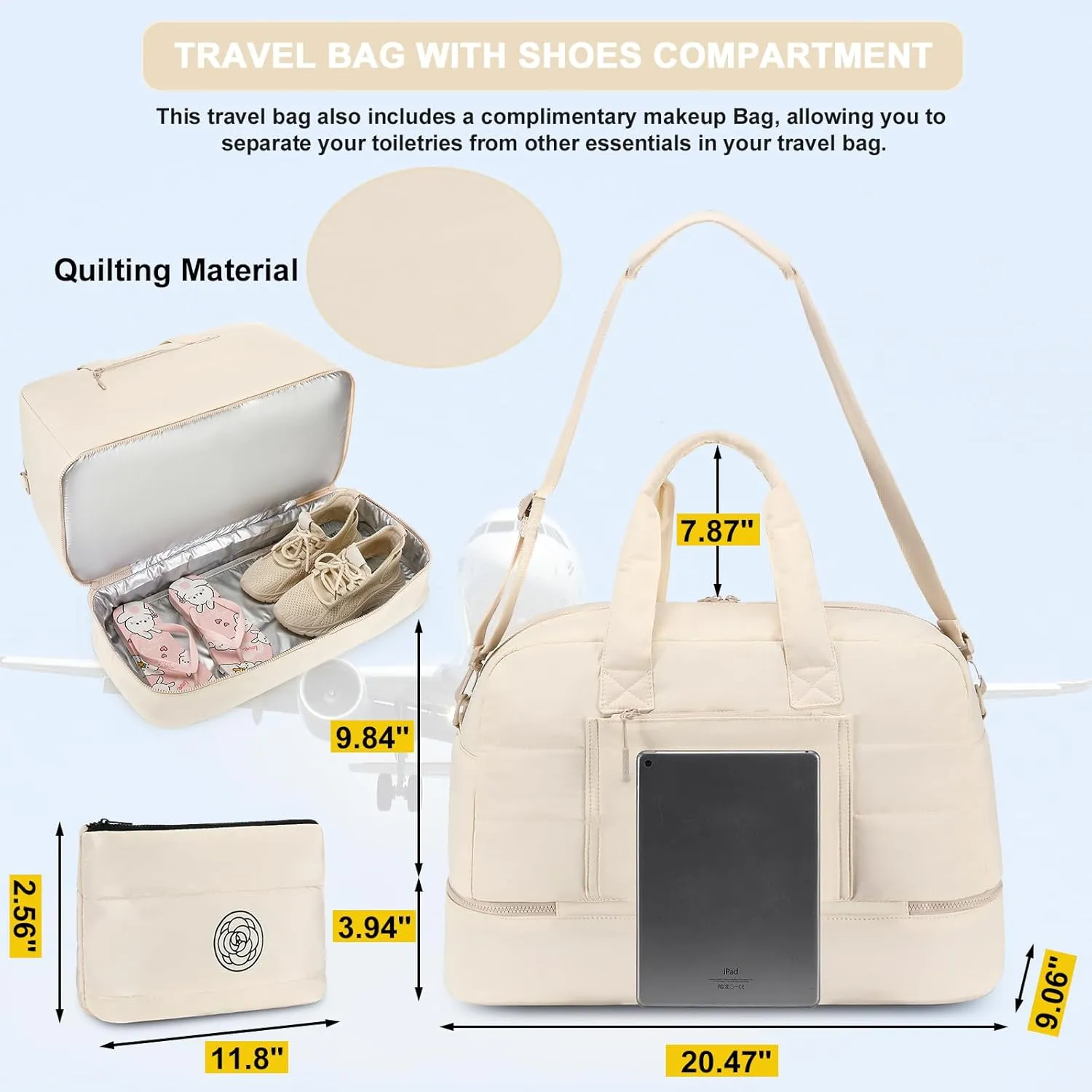 CAMTOP Weekender Travel Bag for Women Ladies Overnight Carry On Duffle Tote Bag with Shoe Compartment and Luggage Sleeve