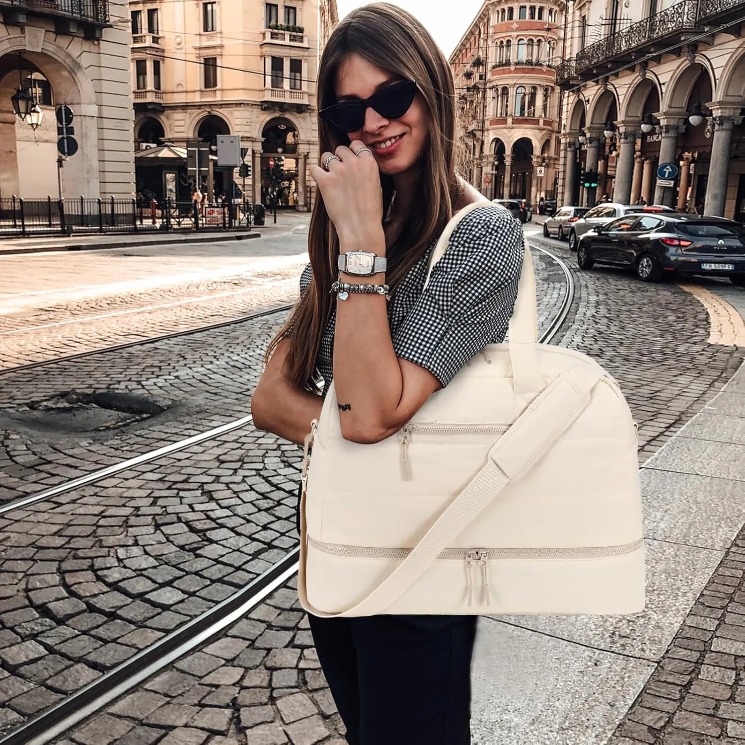 CAMTOP Weekender Travel Bag for Women Ladies Overnight Carry On Duffle Tote Bag with Shoe Compartment and Luggage Sleeve