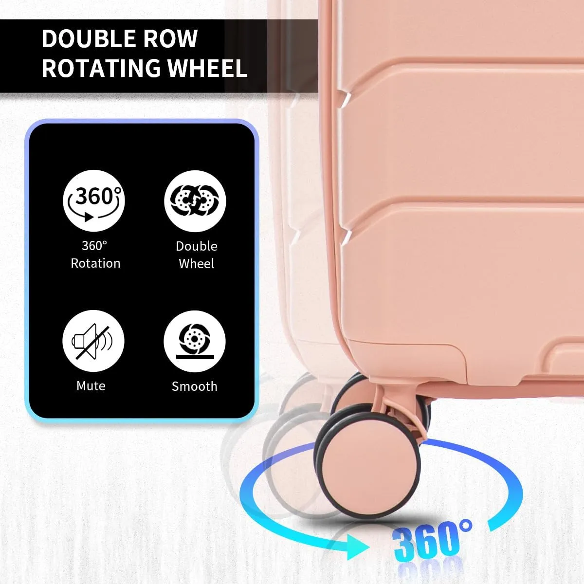 Carry on Luggage 100% PP Heavy Duty Hardside Expandable Suitcase with TSA Lock 360 Double Spinner Wheels (20 inch Carry-on, Light Pink)