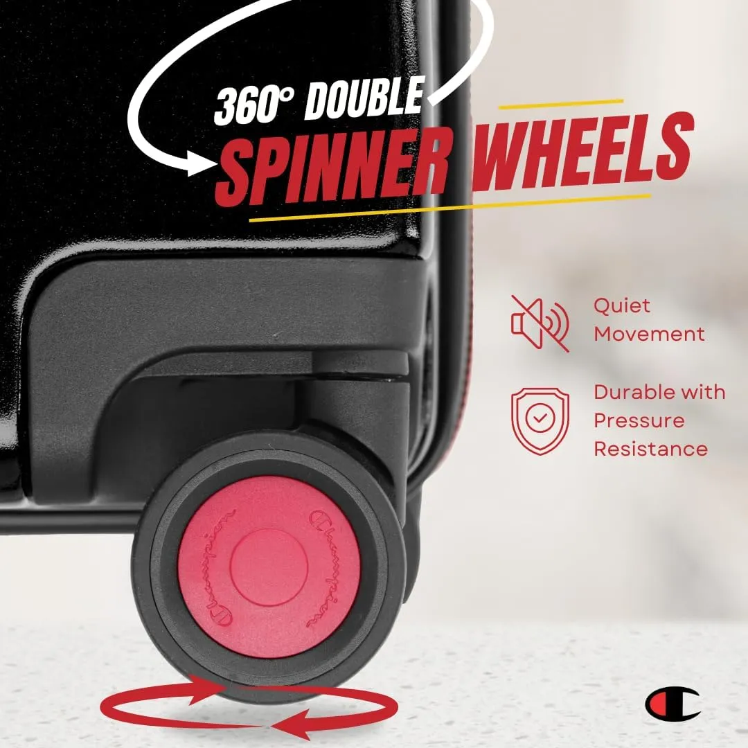 Champion 21 Hardshell Suitcase with Cup Holder & 8 Spinner Wheels - Expandable Carry-On & Checked Luggage - Durable ABS Material - Travel Bags for Men & Women - Airline Approved - With TSA Lock - Blk