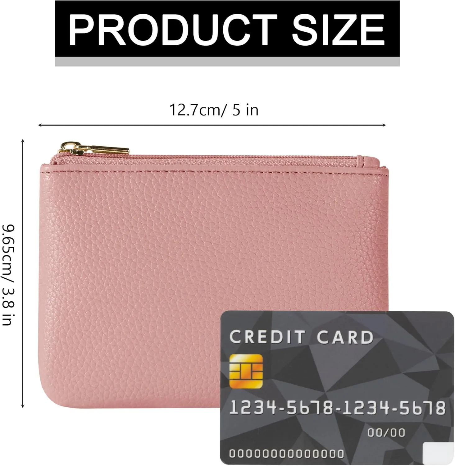 Chelmon PU Leather Coin Purse Pouch Change Holder Small With Zipper for Men Women 2 PCS Set (Black&Pink)