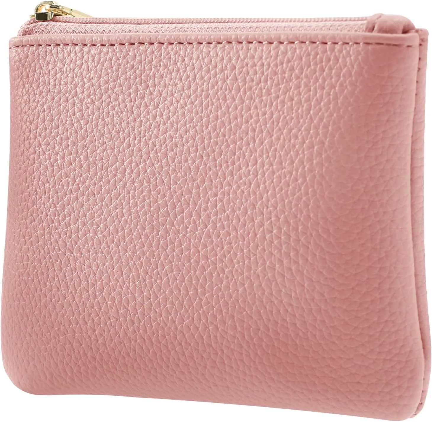 Chelmon PU Leather Coin Purse Pouch Change Holder Small With Zipper for Men Women 2 PCS Set (Black&Pink)