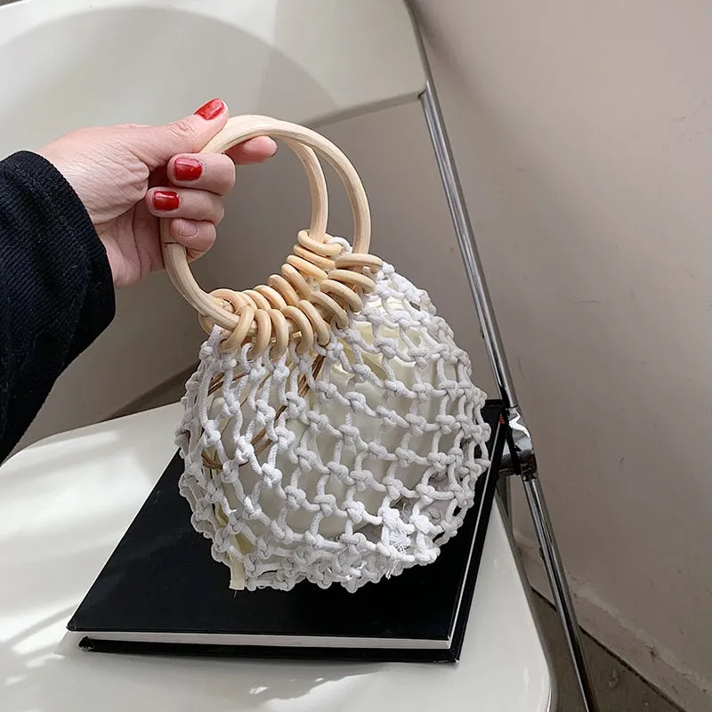 Christmas Gift с доставкой Round Handle Design Straw Crossbody Bag for Women 2021 Branded Simple Trendy Luxury Summer Handbags Female Travel