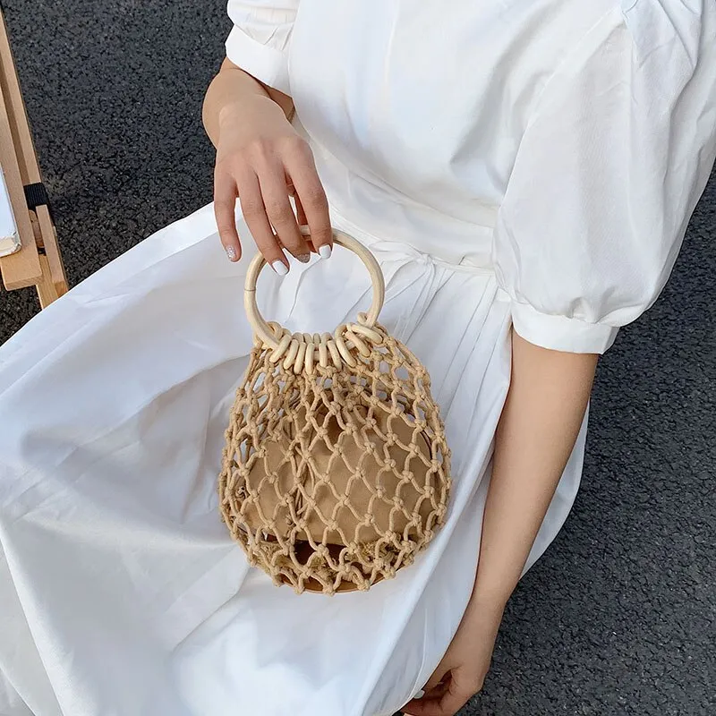 Christmas Gift с доставкой Round Handle Design Straw Crossbody Bag for Women 2021 Branded Simple Trendy Luxury Summer Handbags Female Travel