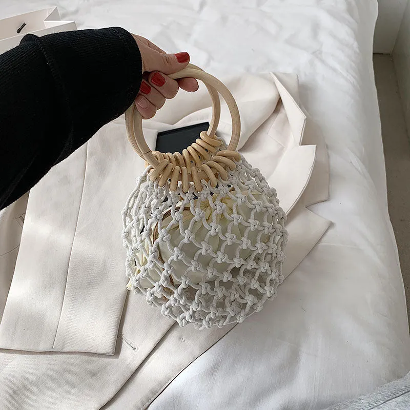 Christmas Gift с доставкой Round Handle Design Straw Crossbody Bag for Women 2021 Branded Simple Trendy Luxury Summer Handbags Female Travel