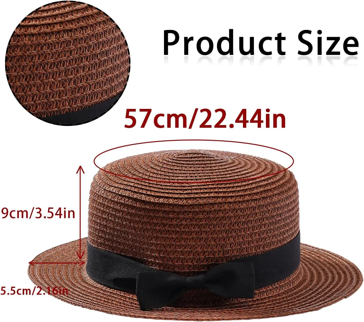 Classic Straw Boater Hat, Skimmer Hat, Flat top Boater hat, Casual Party Church Hat for Men Women