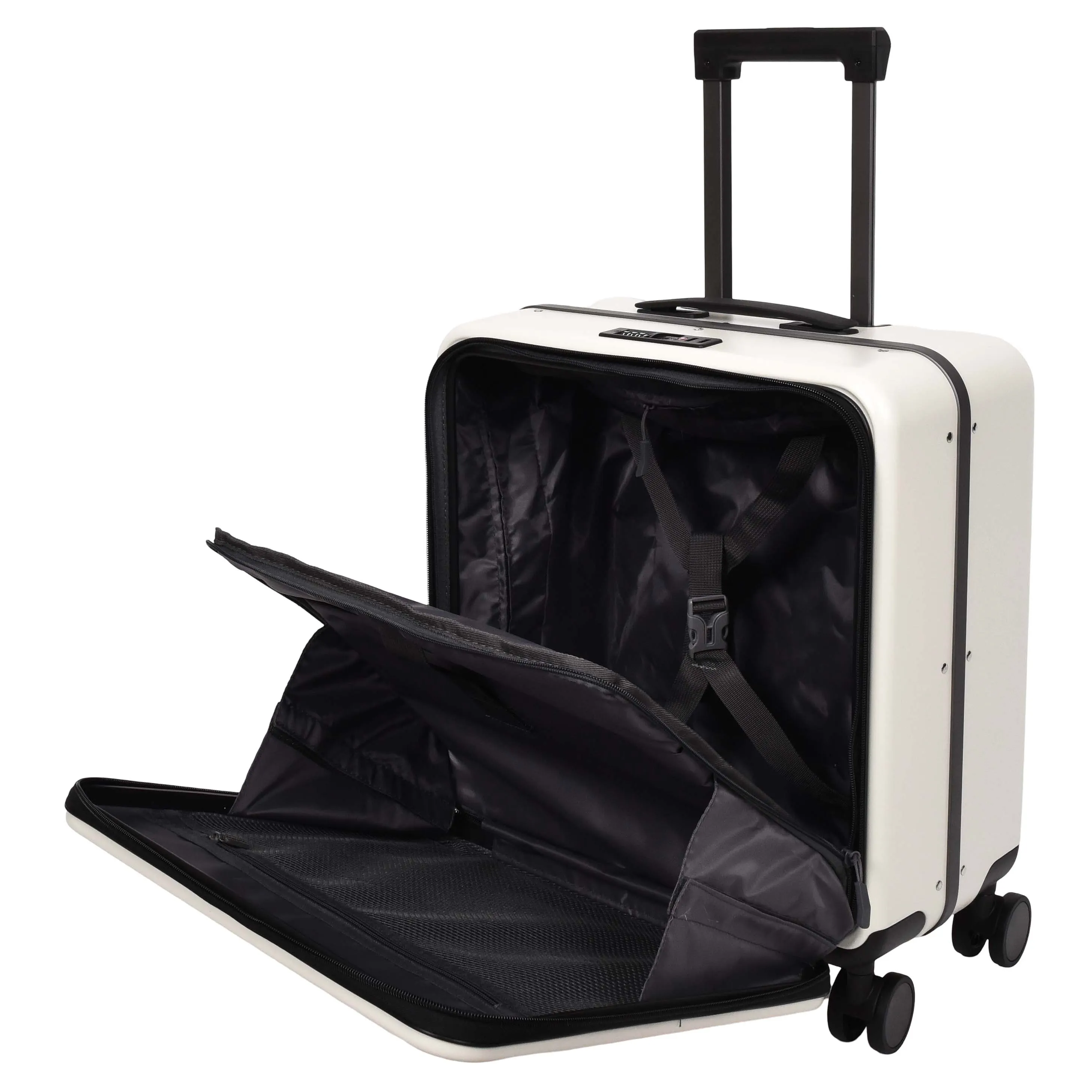 DR696 Four Wheeled Pilot Case Hard Shell Lightweight Cabin Bag White