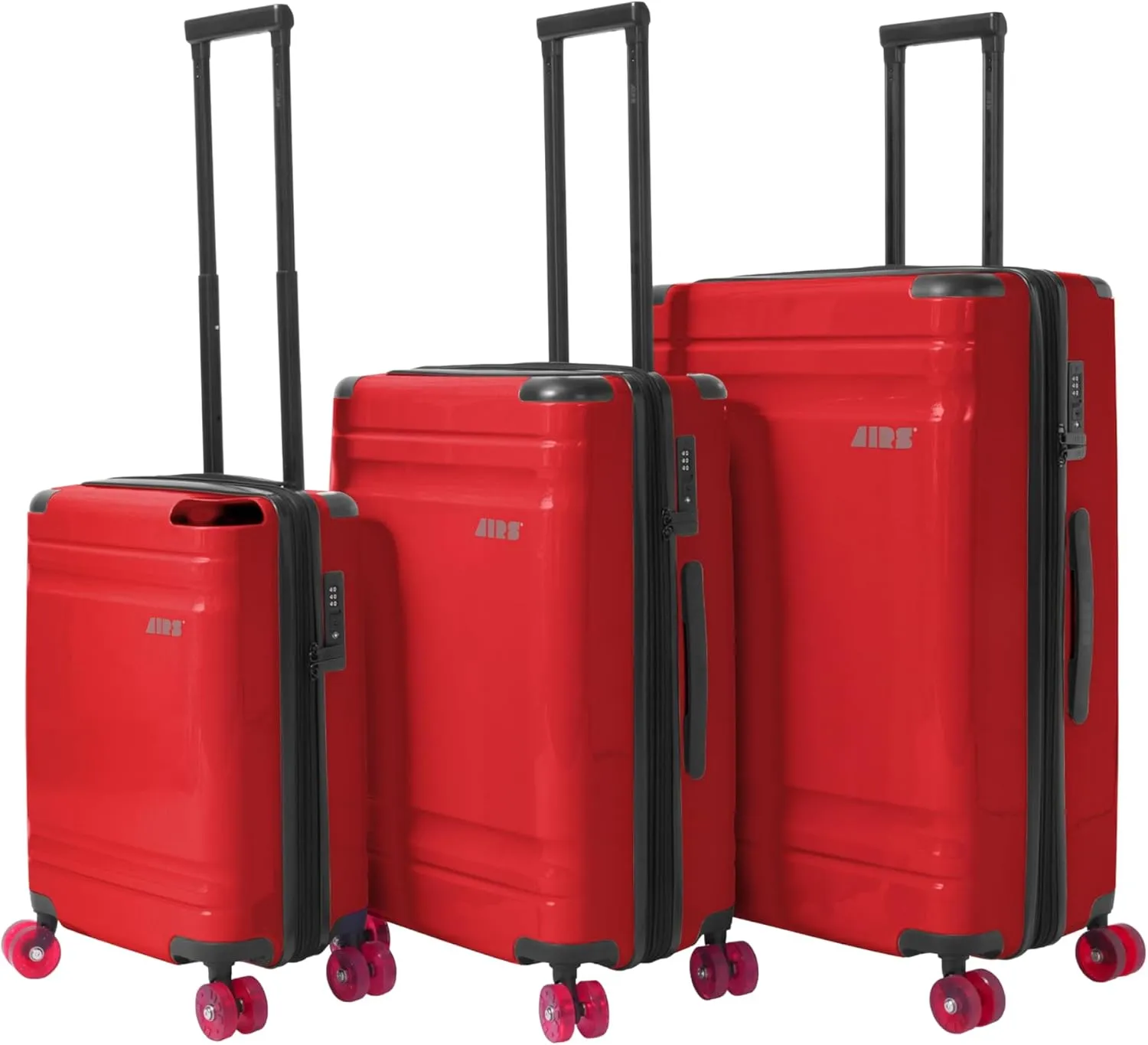 Expandable Hardsided Luggage with Red Ultra Silent 360 Spinner Wheels, Premium Interior, Protective Corner Guards (Bold Red, 3 Piece Set)