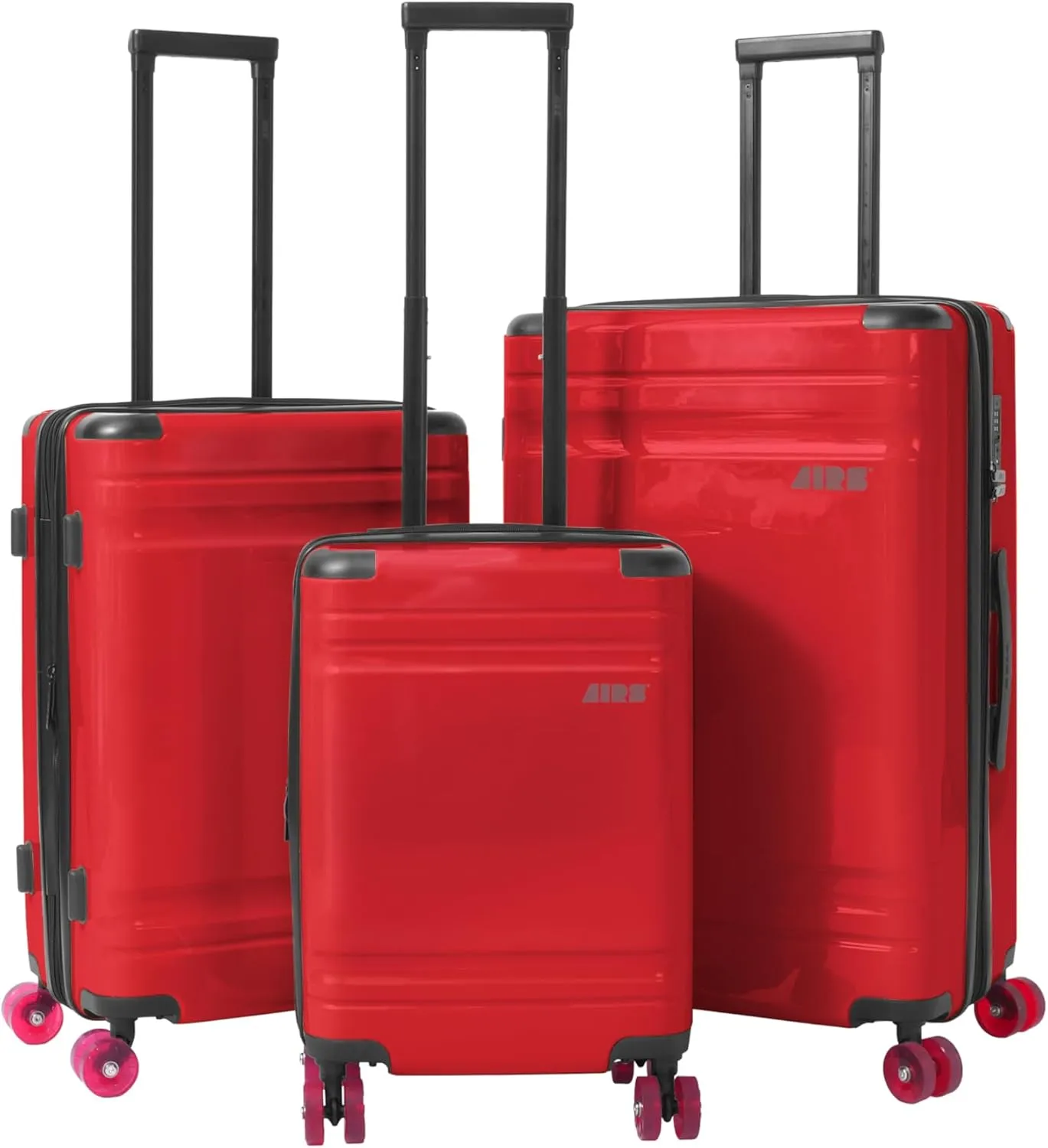 Expandable Hardsided Luggage with Red Ultra Silent 360 Spinner Wheels, Premium Interior, Protective Corner Guards (Bold Red, 3 Piece Set)