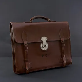 Flap-over Dark Brown Leather Briefcase