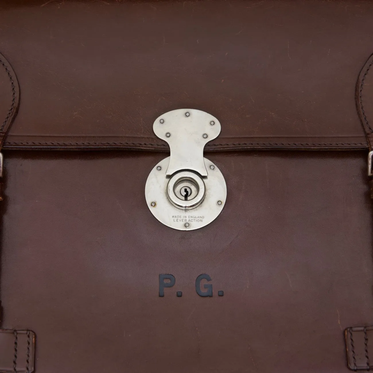 Flap-over Dark Brown Leather Briefcase