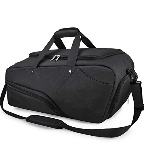 Gym Bag Sports Duffle Bag with Shoes Compartment Waterproof Large Travel Duffel Bags Weekender Overnight Bag for Men Women 45L Black