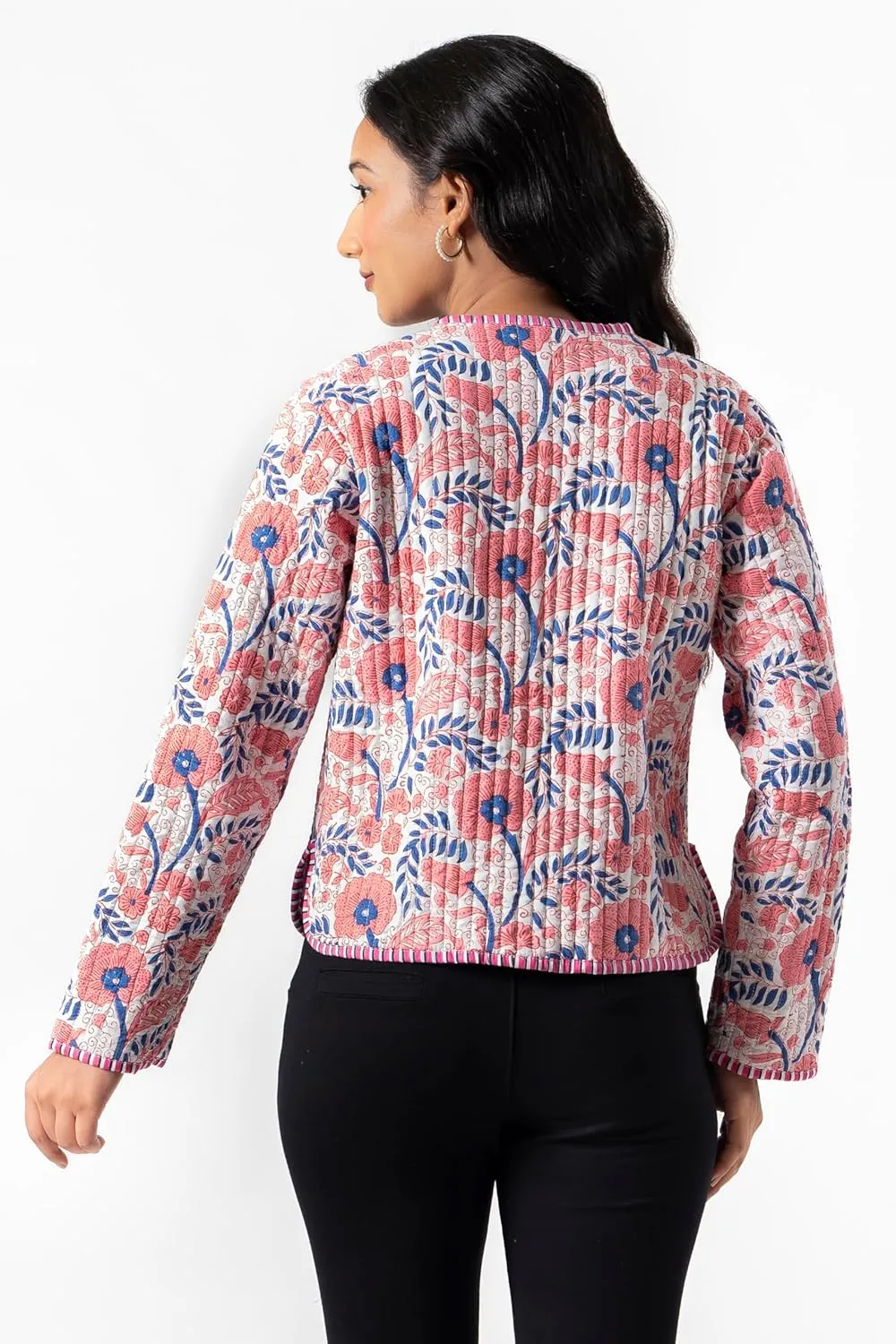 Handmade Quilted Cotton Reversible Lightweight Jacket, Stylish Women's Coat Christmas Gift