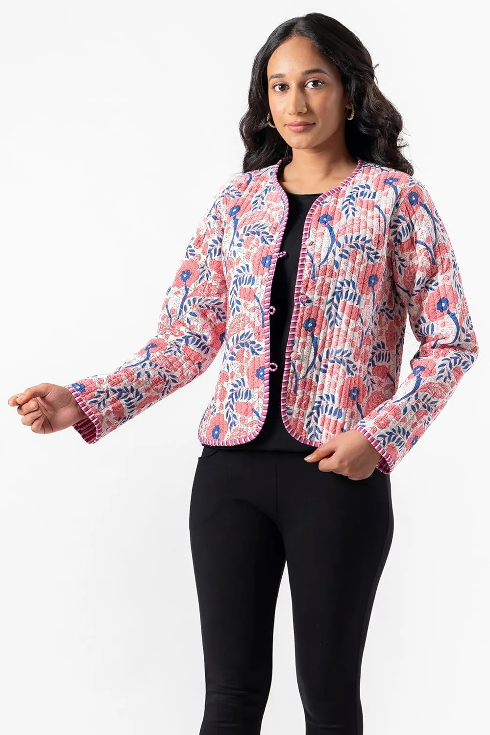Handmade Quilted Cotton Reversible Lightweight Jacket, Stylish Women's Coat Christmas Gift
