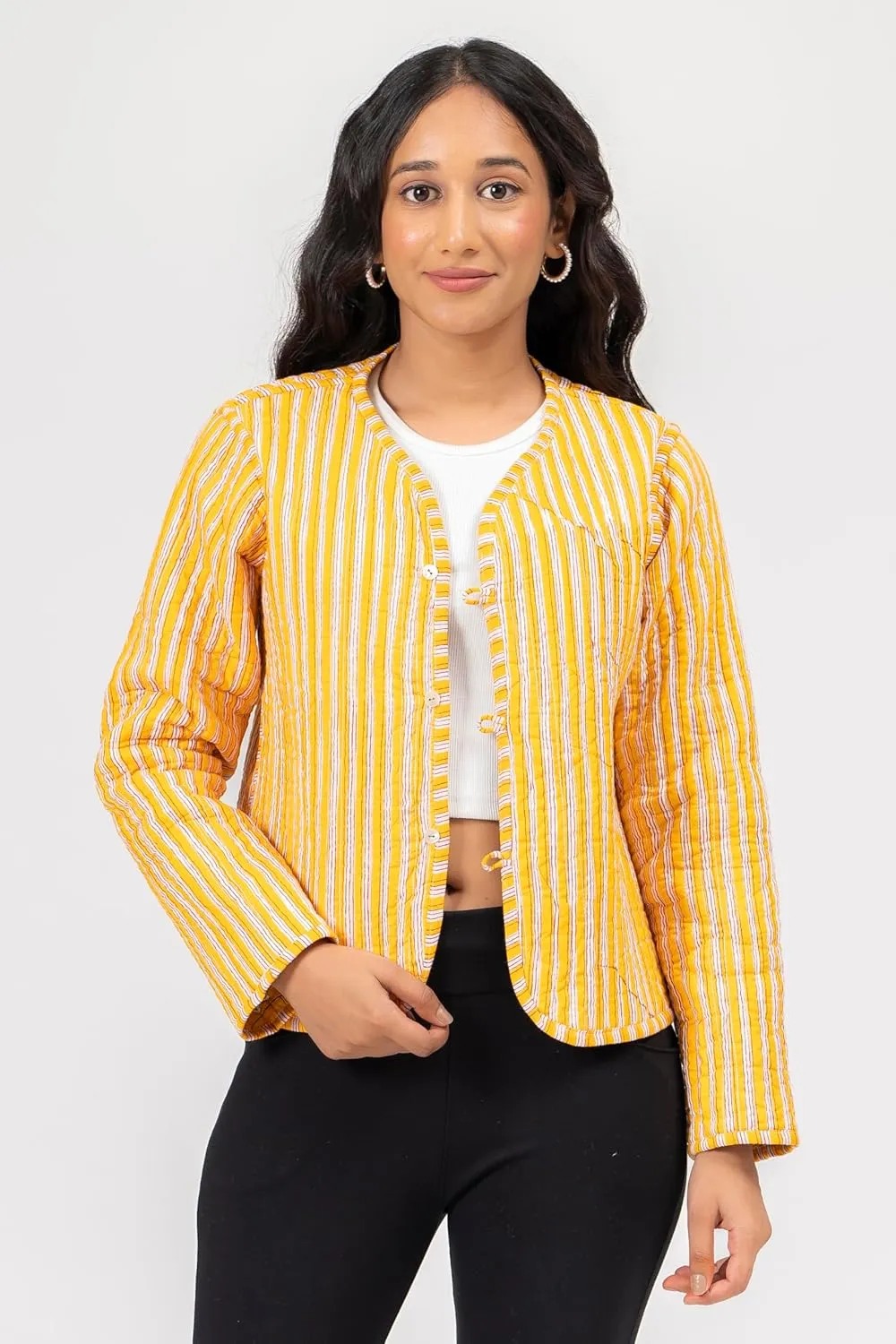 Handmade Quilted Cotton Reversible Lightweight Jacket, Stylish Women's Coat Christmas Gift