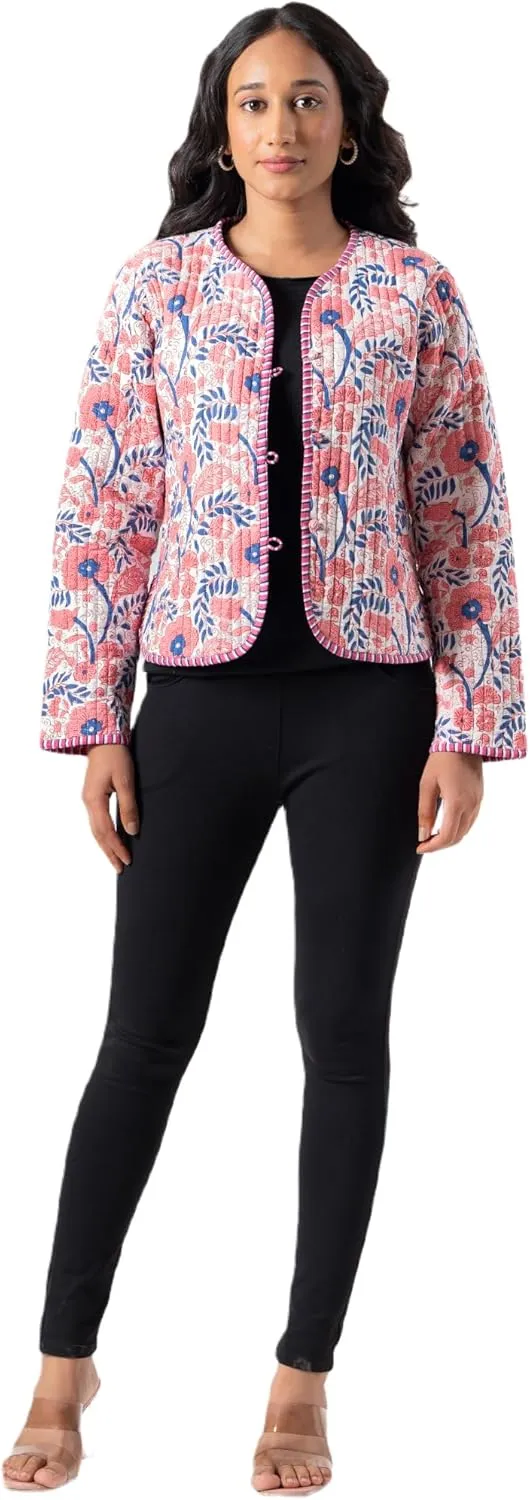 Handmade Quilted Cotton Reversible Lightweight Jacket, Stylish Women's Coat Christmas Gift