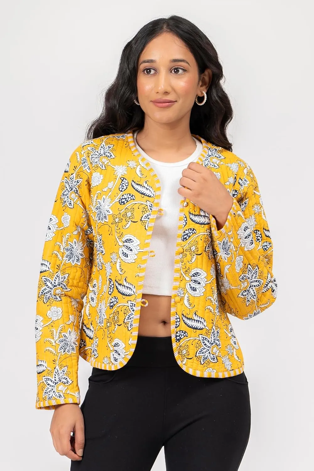 Handmade Quilted Cotton Reversible Lightweight Jacket, Stylish Women's Coat Christmas Gift