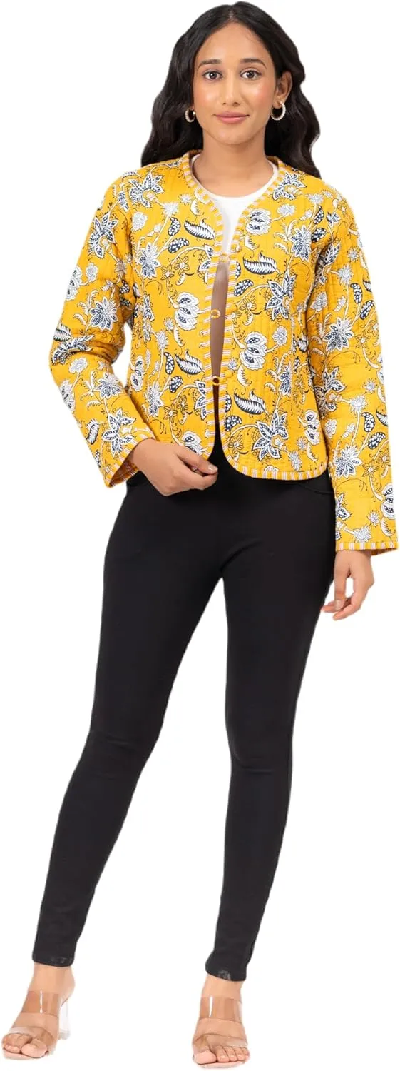 Handmade Quilted Cotton Reversible Lightweight Jacket, Stylish Women's Coat Christmas Gift