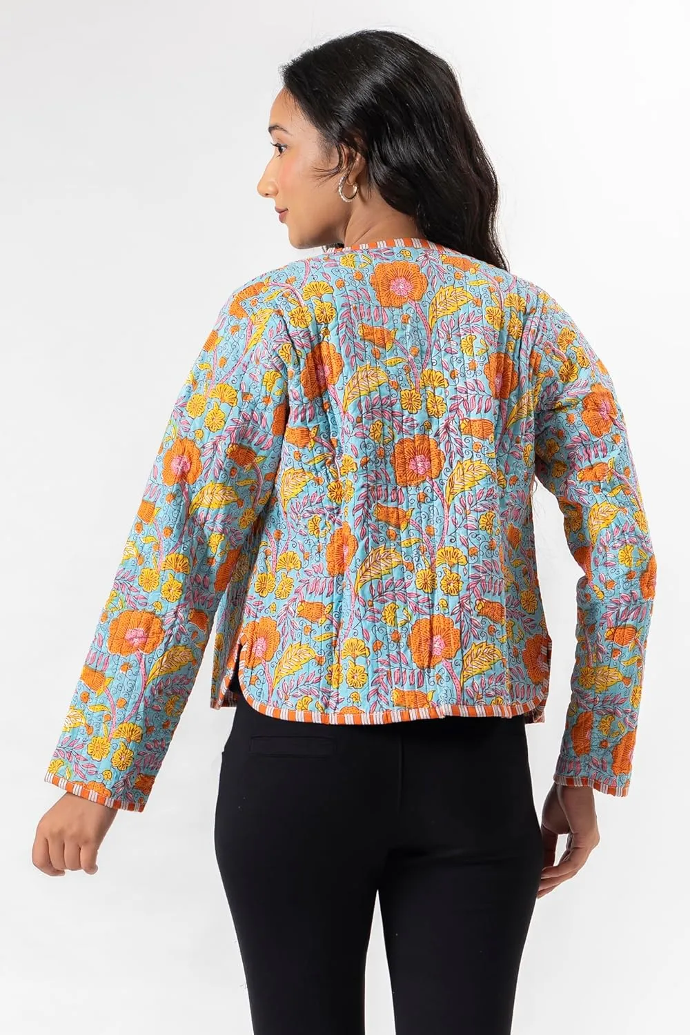 Handmade Quilted Cotton Reversible Lightweight Jacket, Stylish Women's Coat Christmas Gift