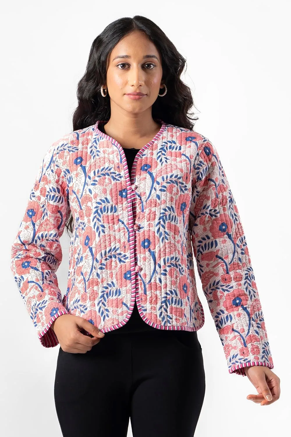 Handmade Quilted Cotton Reversible Lightweight Jacket, Stylish Women's Coat Christmas Gift