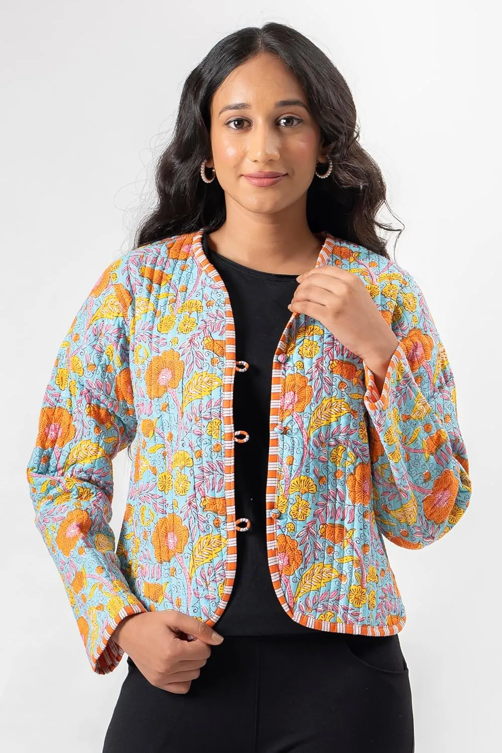 Handmade Quilted Cotton Reversible Lightweight Jacket, Stylish Women's Coat Christmas Gift