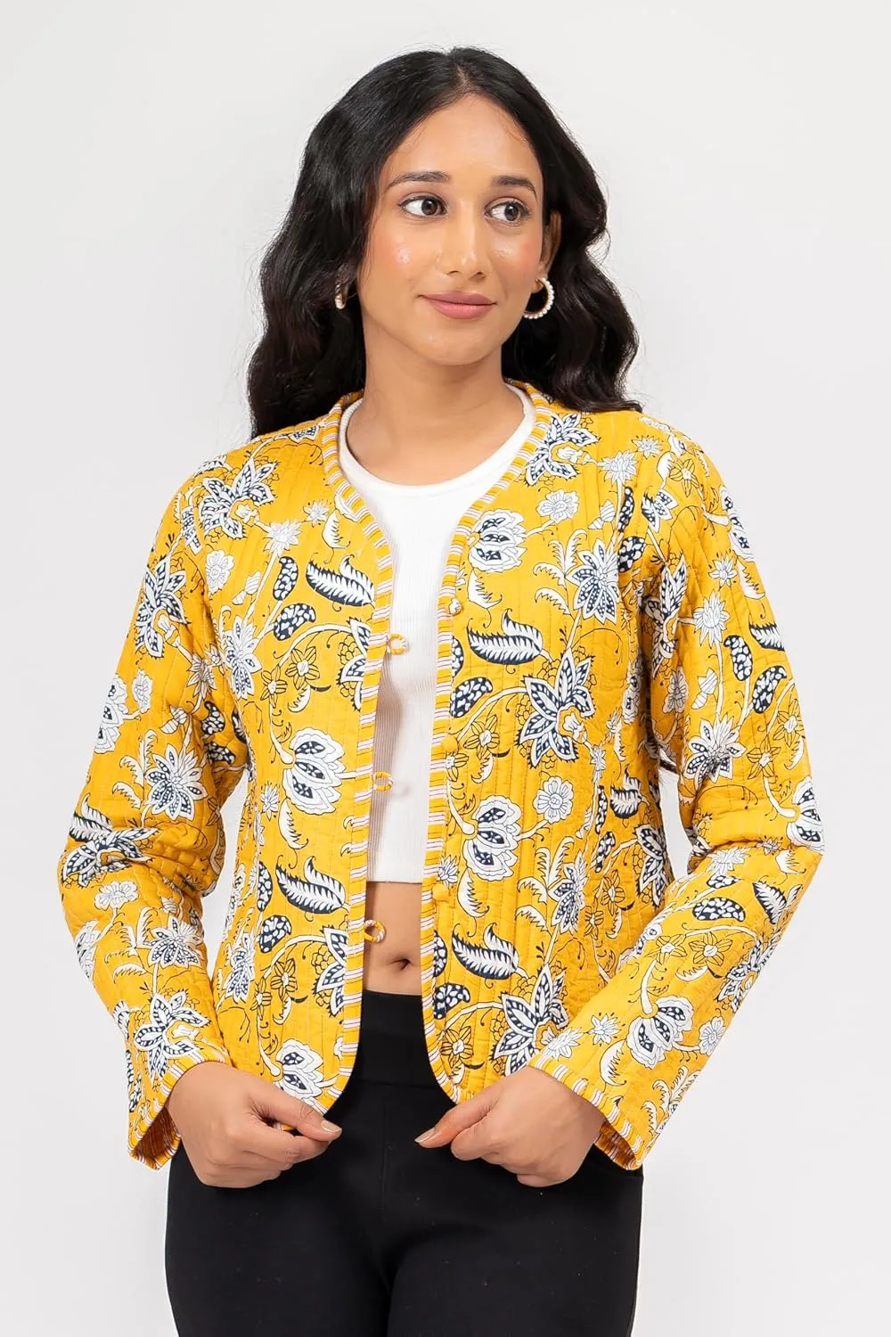 Handmade Quilted Cotton Reversible Lightweight Jacket, Stylish Women's Coat Christmas Gift