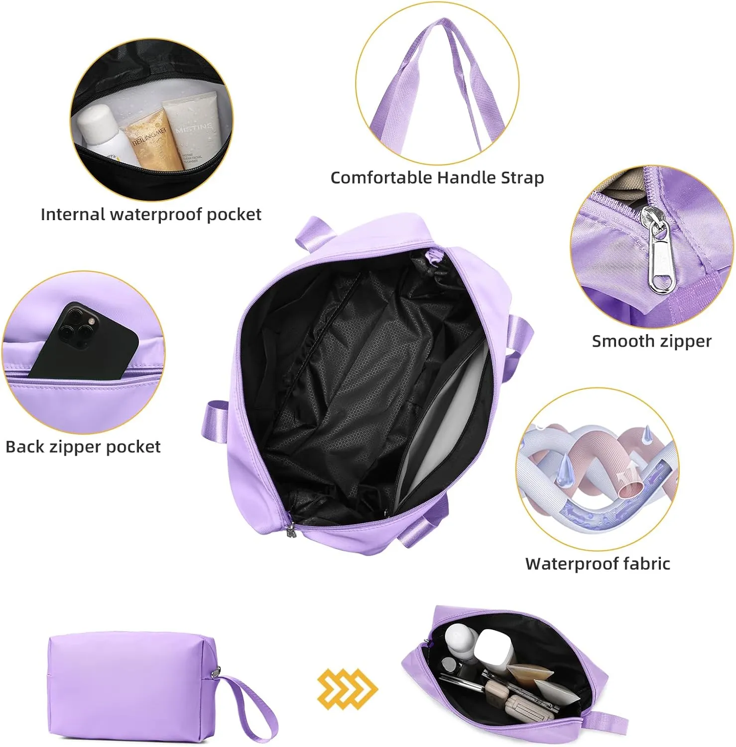 LARVENDER Luggage Sets 3 Piece with Duffel Bag Hardside PP Carry On Suitcase with 360 Spinner Wheels TSA Lock Luggage Sets for Women, Lavender