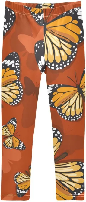 Leggings for Girls Vibrant Butterflies Red Dance Tights Trousers Yoga Pants Girls Stretch Pants, 4T