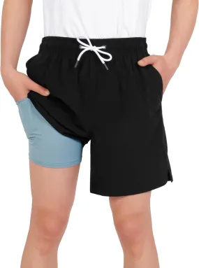 LOKTARC Boys Swim Trunks with Compression Liner Vibrant Color Swim Shorts Kids Quick Dry Bathing Suit