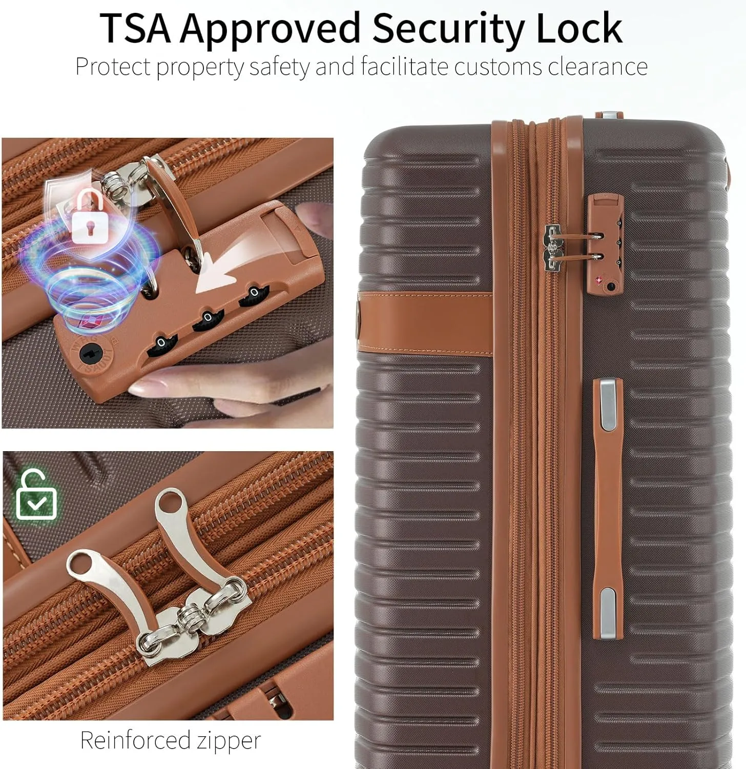 Luggage Sets 4 Piece, Expandable Hardside Carry on Suitcase Set with Spinner Wheels and TSA Lock, Lightweight ABS Rolling Luggage with Packing Cubes for Travel (Brown, 4-Piece Set (16/20/24/28))