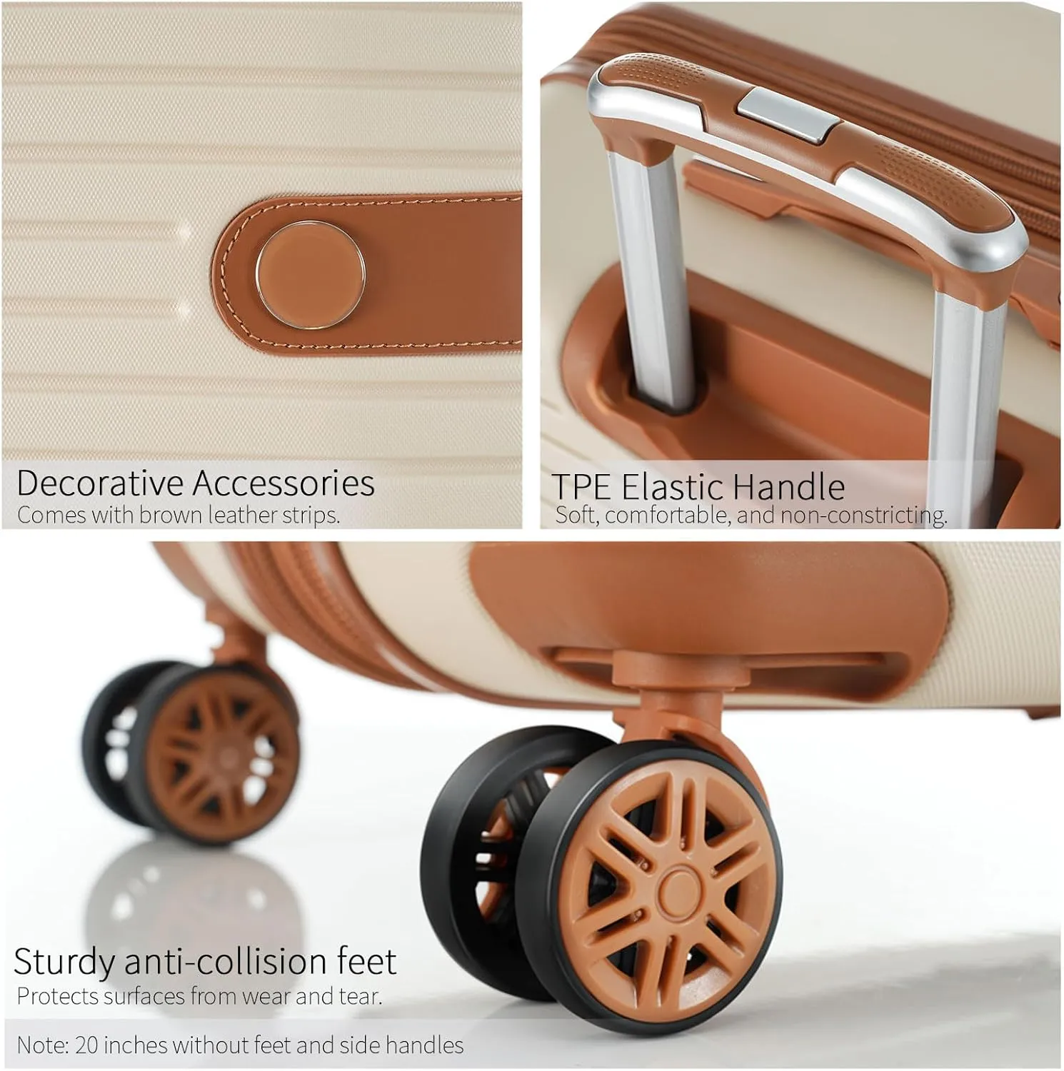 Luggage Sets 4 Piece, Expandable Hardside Carry on Suitcase Set with Spinner Wheels and TSA Lock, Lightweight ABS Rolling Luggage with Packing Cubes for Travel (Cream White, 4-Piece Set (16/20/24/28))