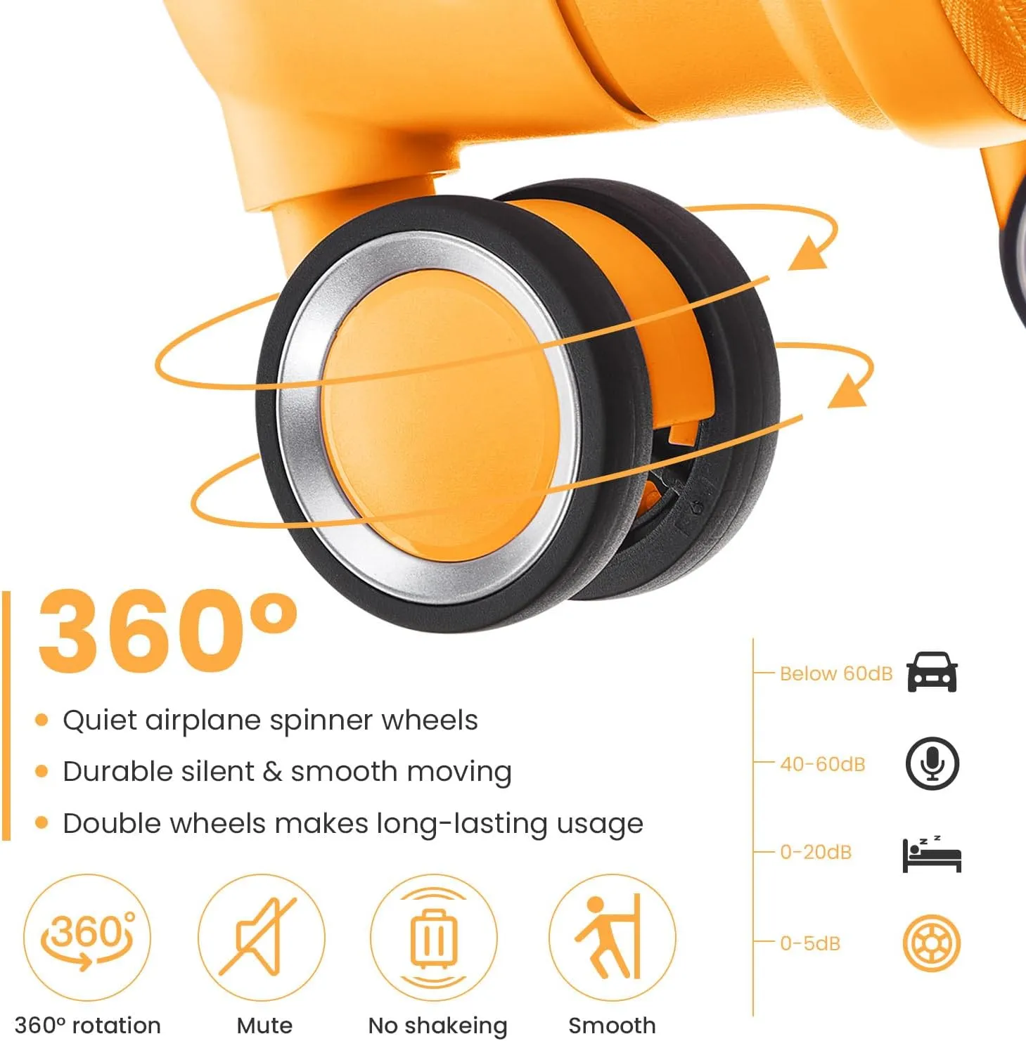 Luggage Sets 4 Piece Expandable Suitcase Set, PP Hardshell Suitcase with Spinner Wheels,Lightweight Carry On Luggage with TSA Lock for Women (Orange)