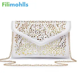 Luxury hollow out PU leather Day Clutches vintage Clutch bags brand design women bags fashion women messenger bags S982