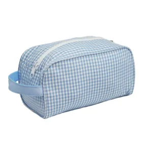 Personalized Gingham Baby Blue Traveler Pouch