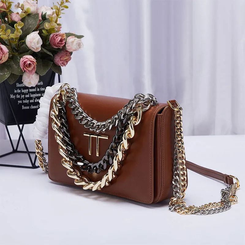 Premium Gold Plated Chain Leather Handbag