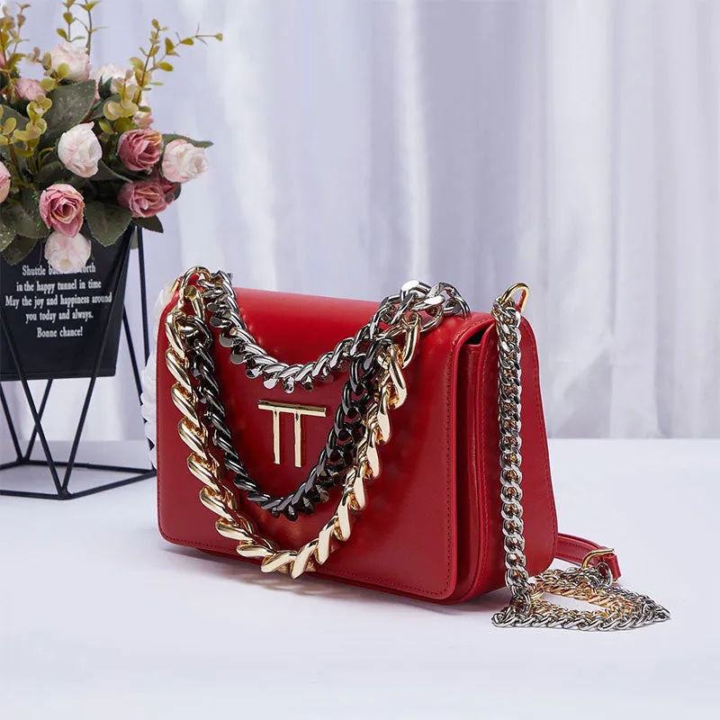 Premium Gold Plated Chain Leather Handbag