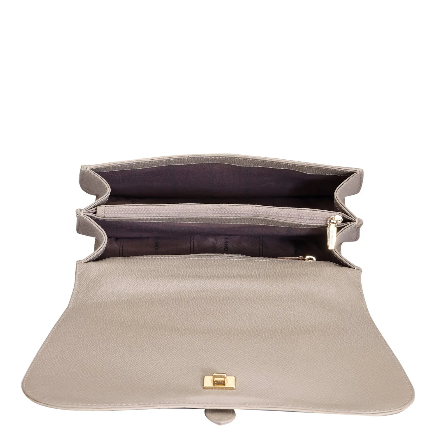 Small Croco Leather Satchel - Frost