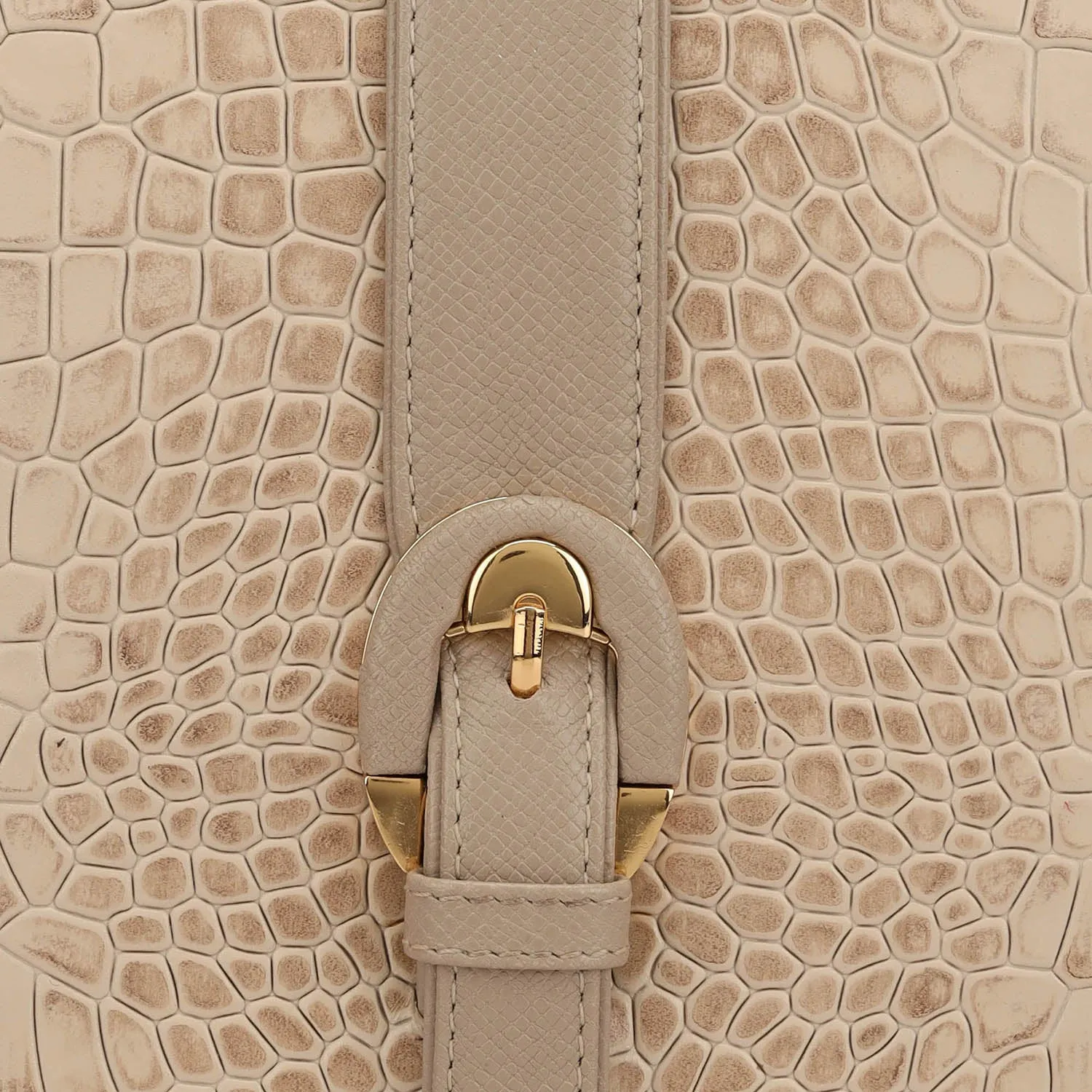 Small Croco Leather Satchel - Frost