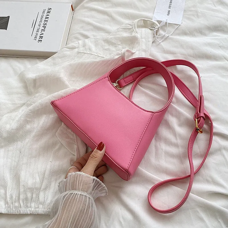 Small PU Leather Crossbody Sling Bag 2022 Summer Trendy Cute Totes Women's Designer Handbag Luxury Shoulder Bags Short Handle