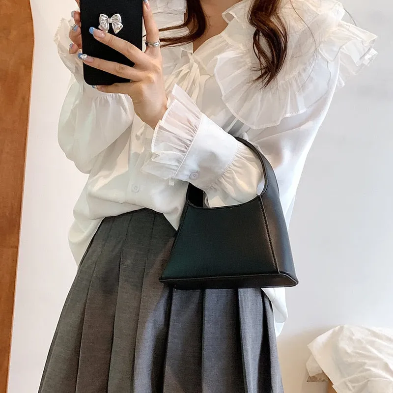 Small PU Leather Crossbody Sling Bag 2022 Summer Trendy Cute Totes Women's Designer Handbag Luxury Shoulder Bags Short Handle