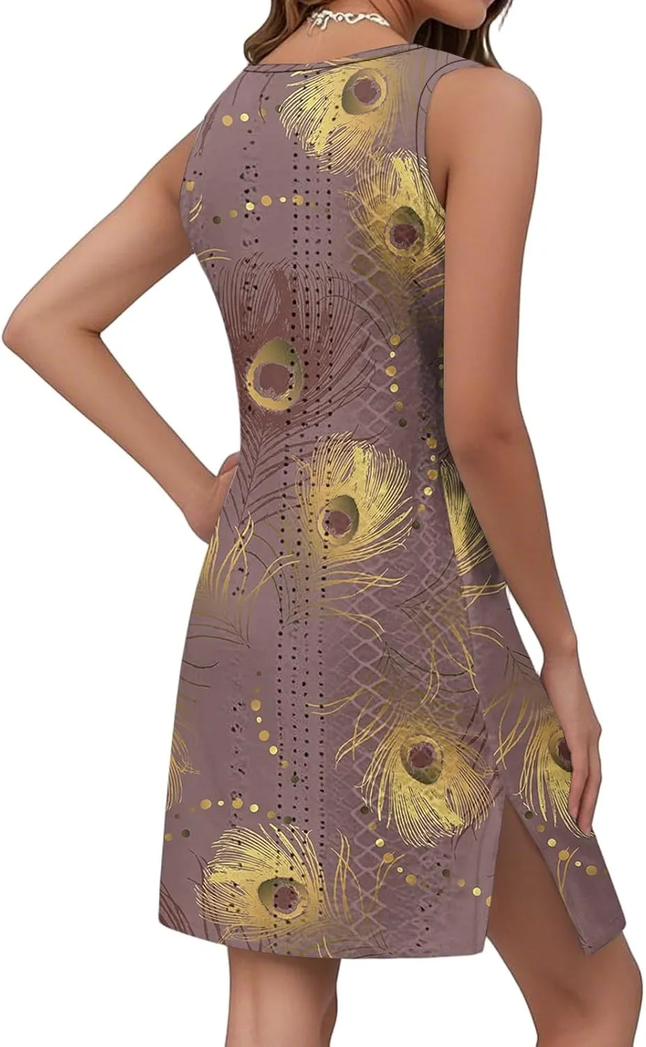Sundresses for Women Eyelet Coverup Mini Dress Sleeveless Summer Beach Vibrant Floral Tank Dresses with Pockets