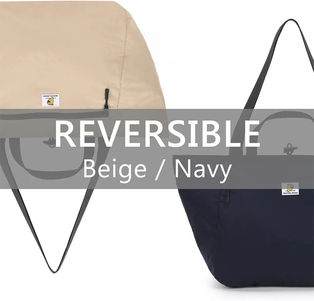 VanFn Duffle Bags, Foldable Travel Totes Duffel Bag, Gym Bags, Weekend Bag, Luggage Duffle, P.Travel Series, Reversible - Navy/Beige, Lightweight