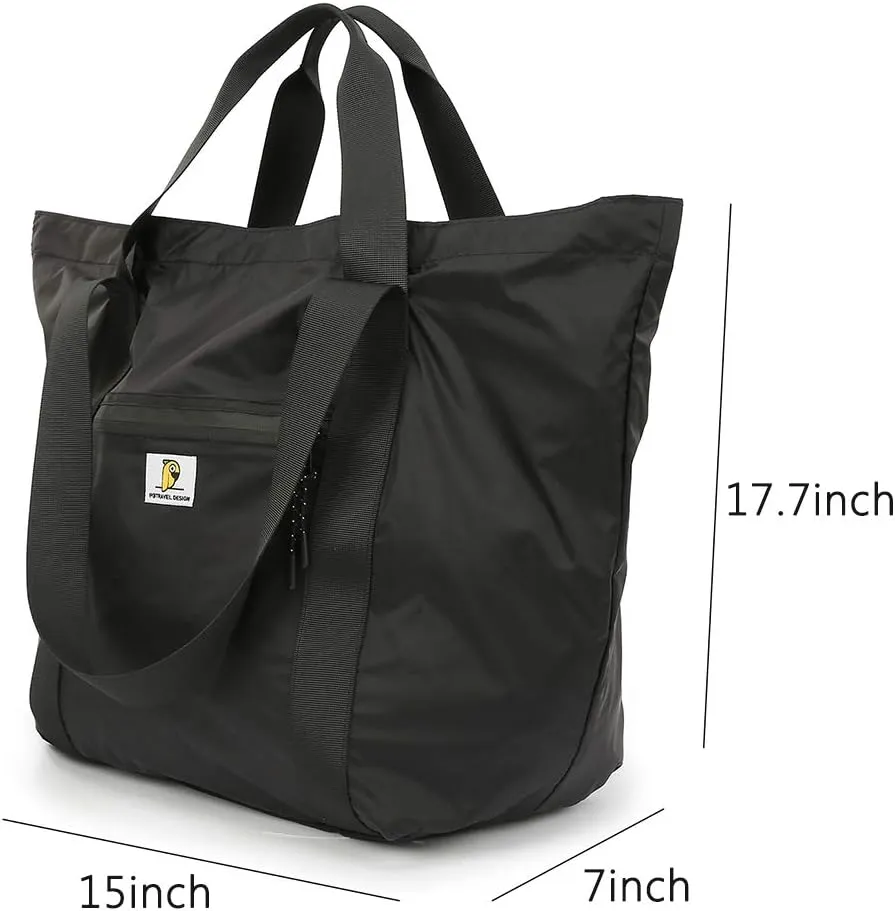 VanFn Duffle Bags, Foldable Travel Totes Duffel Bag, Lightweight Gym Bags, Outdoor Weekend Bag, Luggage Duffle Backpack, Sports Shoulder Handbag For Men & Women, P.Travel Series (Black)