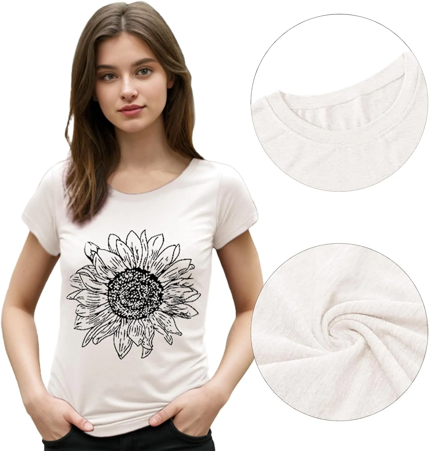 Vibrant Floral Graphic T-Shirt Women's Short Sleeve Crewneck Casual Summer Tops Beach Holiday Outfit‌