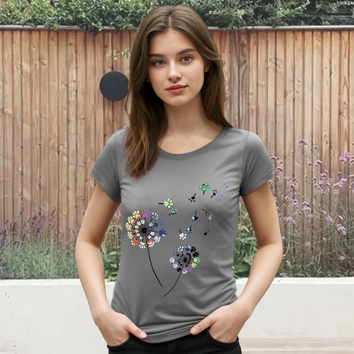 Vibrant Floral Graphic T-Shirt Women's Short Sleeve Crewneck Casual Summer Tops Beach Holiday Outfit‌